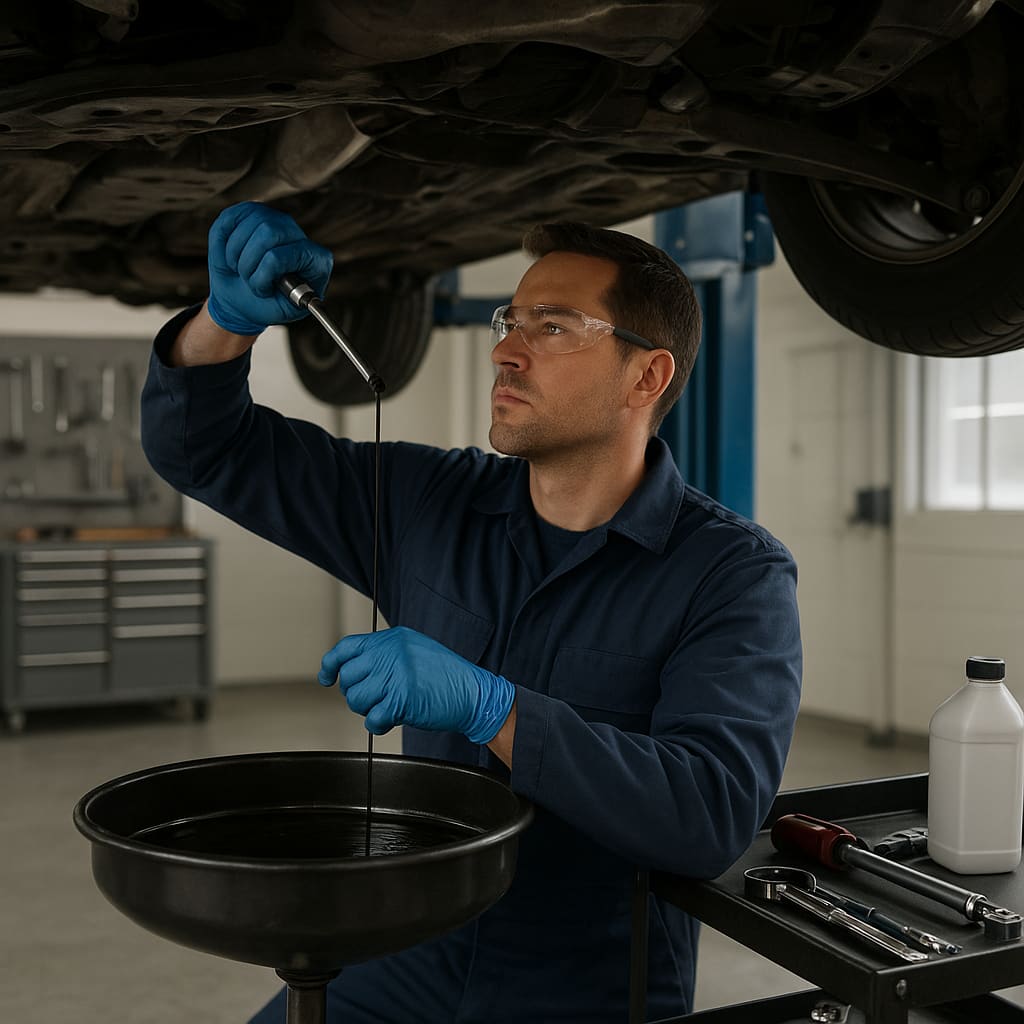 Ölwechsel in Werkstatt