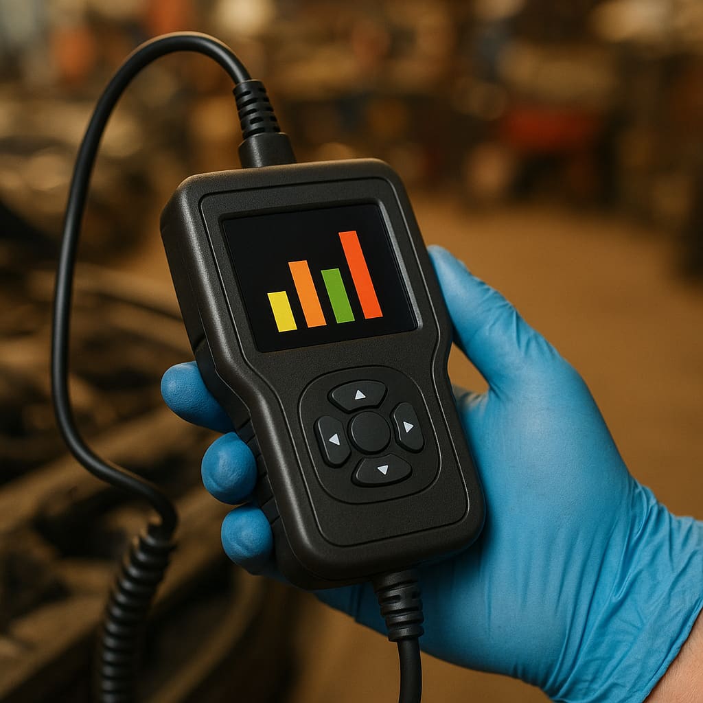 Diagnosegerät am Fahrzeug